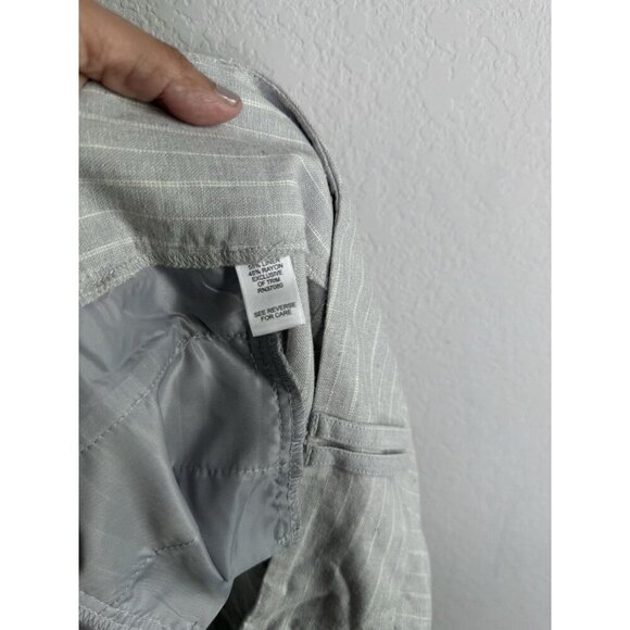 Cato Women’s Gray Linen Blend High Rise Dress Pants Size 16 Petite Stripes NEW - Picture 10 of 12